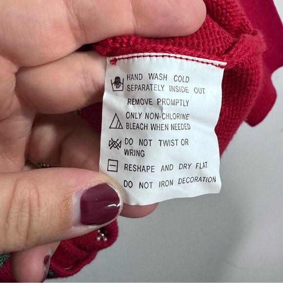 Victoria Jones Red Beaded Holiday Cardigan Sweater, Women’s XL Coquette - Picture 5 of 7